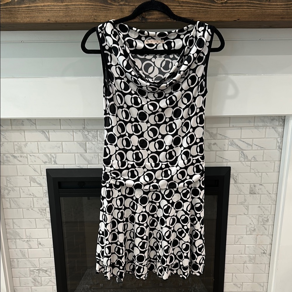 Satin brand Black and White circle dot geometric Patterned Dress 2 for $20
